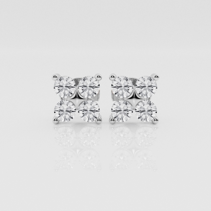 Natural Diamond | 1 1/2 ctw Round Four Dots Stud Earrings